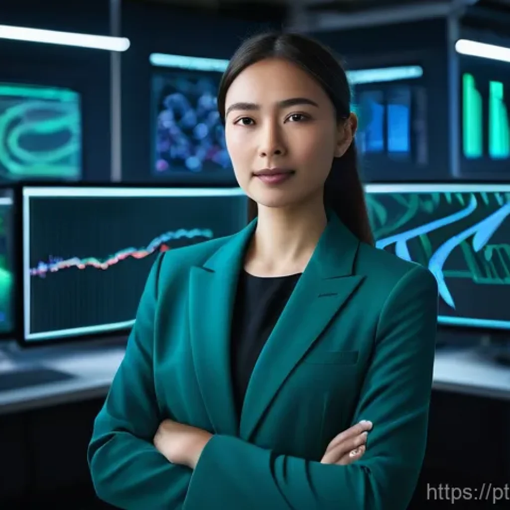 물리학 전공자의 취업 가능한 산업 - **Prompt: "A brilliant female physicist in her late 20s, with a focused and intelligent expression, ...