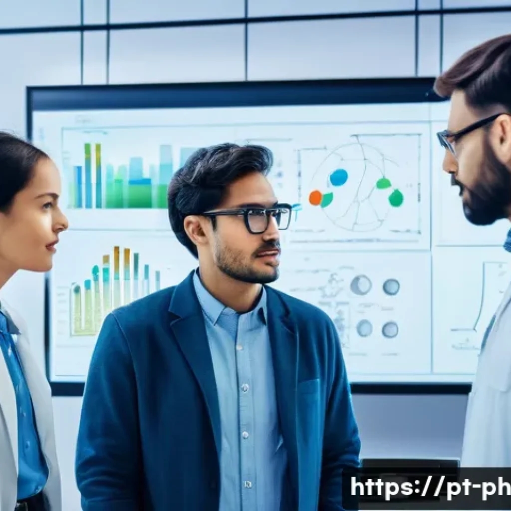 물리학 관련 소프트 스킬 - A modern multidisciplinary scientific laboratory scene showing a diverse group of physicists, engine...