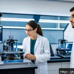 Home 21 물리학 석사 졸업 후 진로 - A highly detailed scene of a modern technology research lab in São Paulo, Brazil, featuring a divers...